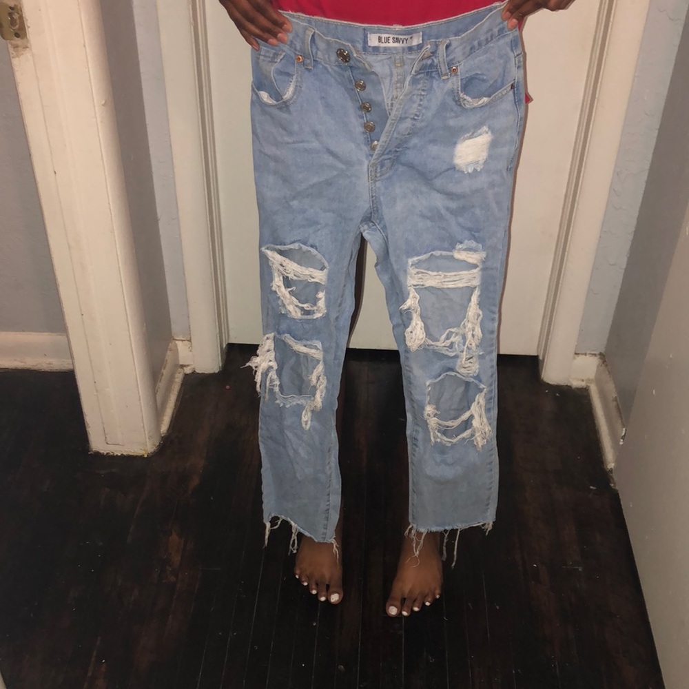 OVERSIZED RIPPED JEANS ( blue )